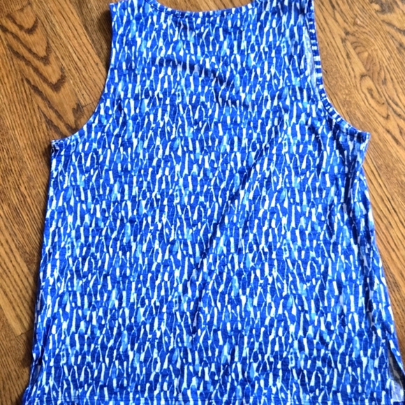 Michael Kors Blue Patterned Top With Keyhole Opening. 1 Flaw! - Picture 3 of 5